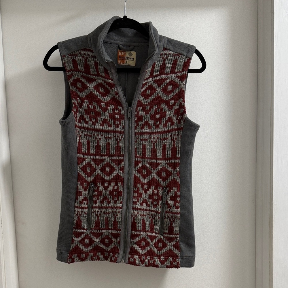 Ruff Hewn Red and Gray Patterned Vest